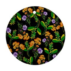 Flower Pattern Art Floral Texture Round Ornament (two Sides) by Grandong