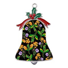 Flower Pattern Art Floral Texture Metal Holly Leaf Bell Ornament