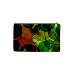 Colorful Autumn Leaves Texture Abstract Pattern Cosmetic Bag (Small) Back