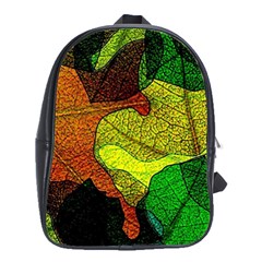 Colorful Autumn Leaves Texture Abstract Pattern School Bag (large) by Grandong