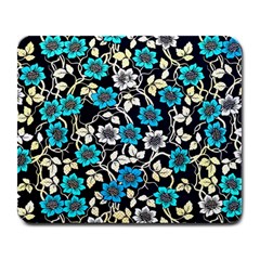 Blue Flower Pattern Floral Pattern Large Mousepad by Grandong