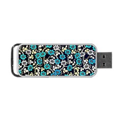 Blue Flower Pattern Floral Pattern Portable Usb Flash (one Side) by Grandong