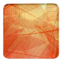 Abstract Texture Of Colorful Bright Pattern Transparent Leaves Orange And Yellow Color Square Glass Fridge Magnet (4 Pack) by Grandong