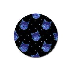 Vector Illustration Of Cat Animal Face Pattern Magnet 3  (round) by Ndabl3x