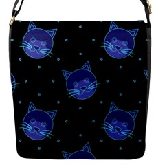 Vector Illustration Of Cat Animal Face Pattern Flap Closure Messenger Bag (s)