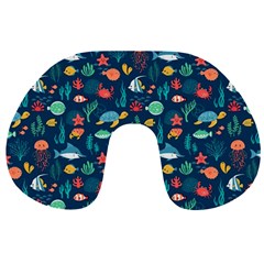 Fish Sea Animals Pattern Travel Neck Pillow by Ndabl3x