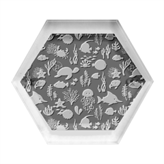 Fish Sea Animals Pattern Hexagon Wood Jewelry Box