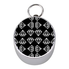 Black Diamond Pattern Mini Silver Compasses by Ndabl3x