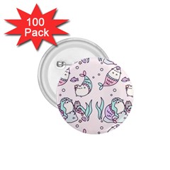 Cartoon Cat Cute Animal Kawaii Pastel Pattern 1 75  Buttons (100 Pack)  by Ndabl3x