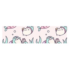 Cartoon Cat Cute Animal Kawaii Pastel Pattern Oblong Satin Scarf (16  X 60 ) by Ndabl3x