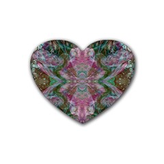 October Pour Blend  Rubber Coaster (heart) by kaleidomarblingart