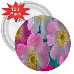 Pink Neon Flowers, Flower 3  Buttons (100 Pack)  by nateshop