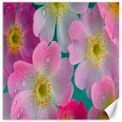Pink Neon Flowers, Flower Canvas 12  X 12  by nateshop