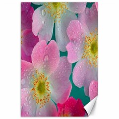 Pink Neon Flowers, Flower Canvas 24  X 36  by nateshop