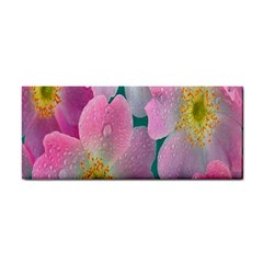 Pink Neon Flowers, Flower Hand Towel by nateshop