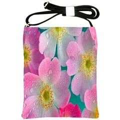 Pink Neon Flowers, Flower Shoulder Sling Bag by nateshop