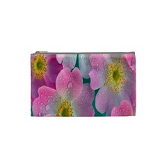 Pink Neon Flowers, Flower Cosmetic Bag (small) by nateshop