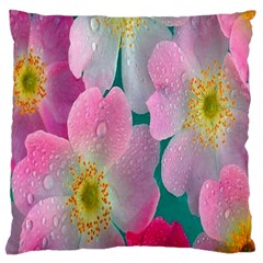 Pink Neon Flowers, Flower Large Cushion Case (one Side) by nateshop