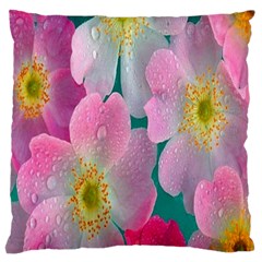 Pink Neon Flowers, Flower Standard Premium Plush Fleece Cushion Case (one Side) by nateshop