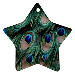 Peacock-feathers,blue2 Ornament (star) by nateshop