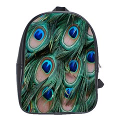 Peacock-feathers,blue2 School Bag (large) by nateshop