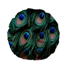 Peacock-feathers,blue2 Standard 15  Premium Round Cushions by nateshop