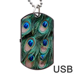 Peacock-feathers,blue2 Dog Tag Usb Flash (one Side) by nateshop