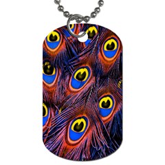 Peacock-feathers,blue,yellow Dog Tag (one Side) by nateshop