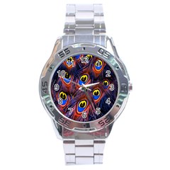 Peacock-feathers,blue,yellow Stainless Steel Analogue Watch by nateshop