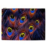Peacock-feathers,blue,yellow Cosmetic Bag (XXL) Front