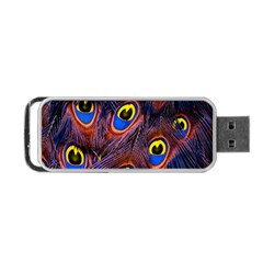 Peacock-feathers,blue,yellow Portable Usb Flash (two Sides) by nateshop