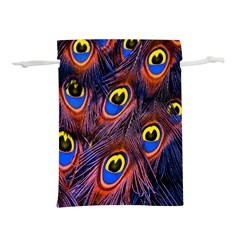 Peacock-feathers,blue,yellow Lightweight Drawstring Pouch (l) by nateshop