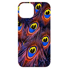 Peacock-feathers,blue,yellow Iphone 14 Black Uv Print Case by nateshop