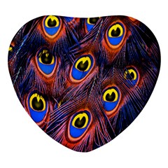 Peacock-feathers,blue,yellow Heart Glass Fridge Magnet (4 Pack) by nateshop