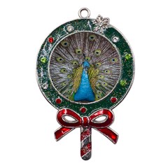 Peacock-feathers2 Metal X mas Lollipop With Crystal Ornament by nateshop