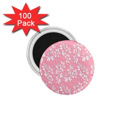 Pink Texture With White Flowers, Pink Floral Background 1 75  Magnets (100 Pack)  by nateshop