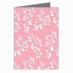 Pink Texture With White Flowers, Pink Floral Background Greeting Card by nateshop