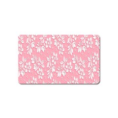 Pink Texture With White Flowers, Pink Floral Background Magnet (name Card) by nateshop