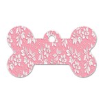 Pink Texture With White Flowers, Pink Floral Background Dog Tag Bone (Two Sides) Front