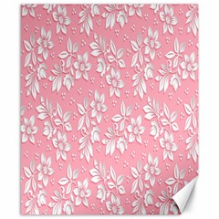 Pink Texture With White Flowers, Pink Floral Background Canvas 8  X 10  by nateshop