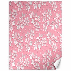 Pink Texture With White Flowers, Pink Floral Background Canvas 12  X 16  by nateshop