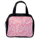 Pink Texture With White Flowers, Pink Floral Background Classic Handbag (Two Sides) Back