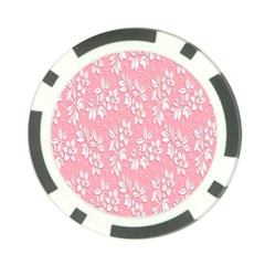 Pink Texture With White Flowers, Pink Floral Background Poker Chip Card Guard by nateshop