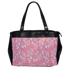 Pink Texture With White Flowers, Pink Floral Background Oversize Office Handbag by nateshop