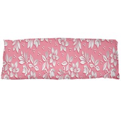 Pink Texture With White Flowers, Pink Floral Background Body Pillow Case Dakimakura (two Sides) by nateshop