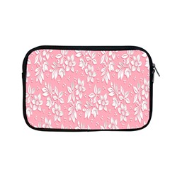 Pink Texture With White Flowers, Pink Floral Background Apple Macbook Pro 13  Zipper Case by nateshop