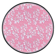 Pink Texture With White Flowers, Pink Floral Background Wireless Fast Charger(black) by nateshop