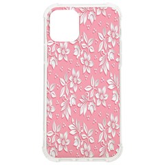 Pink Texture With White Flowers, Pink Floral Background Iphone 12/12 Pro Tpu Uv Print Case by nateshop