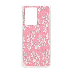 Pink Texture With White Flowers, Pink Floral Background Samsung Galaxy S20 Ultra 6 9 Inch Tpu Uv Case by nateshop