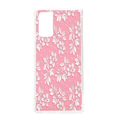 Pink Texture With White Flowers, Pink Floral Background Samsung Galaxy Note 20 Tpu Uv Case